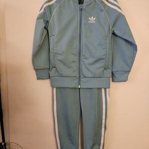 Adidas Sky Blue Tracksuit with White Stripes